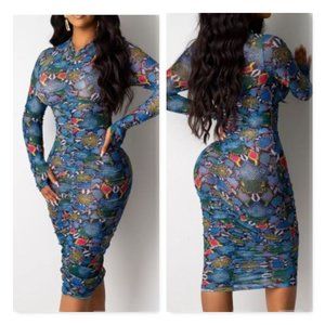 Snake Mesh Midi Dress